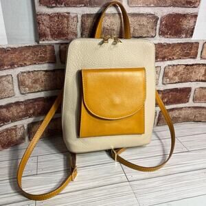 NWOT DIVINA FIRENZE Kitty Backpack / Crossbody Purse Combo Bone / Caramel Italy